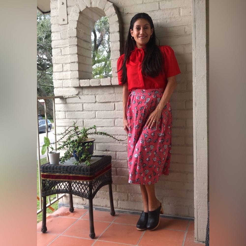 80’s Vintage Walnut Square Pleated Skirt
